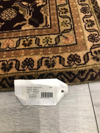 India Jaipur Hand Knotted Wool 4x6