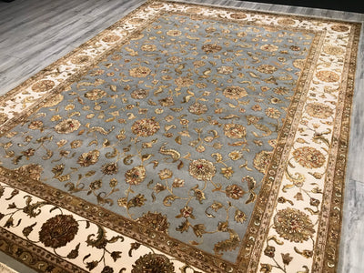 India Dharma Hand Knotted Wool & Silk 9x12