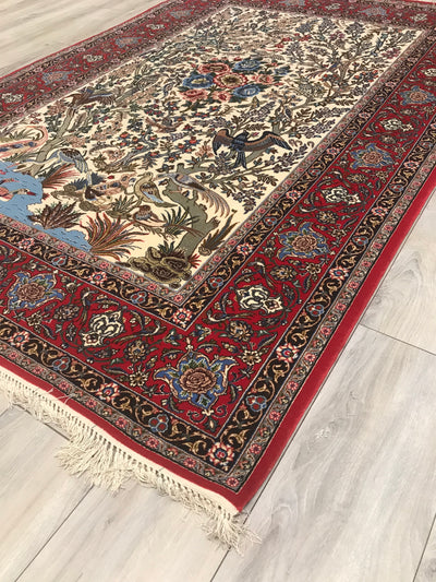 Persian Esfahan Hand Hand Knotted Wool & Silk  5x7