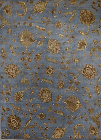 India Jaipur Hand Knotted Wool & Silk 9x12