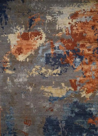 India Splash Modern HDFR  Hand Knotted Wool/Silk  9x12