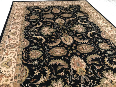 India Jaipur Hand Knotted Wool 9x12