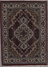 India Tabriz Mahi Hand Knotted Wool & Silk 1.4 x 2.2