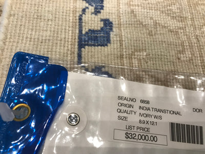 India Transitional Hand Knotted Wool & Silk 9x12