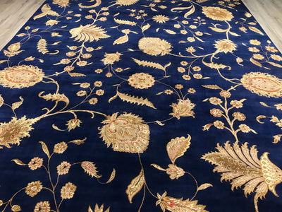 India Transitional Hand Knotted Wool and Silk 10x14