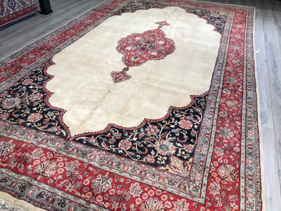 India old Kerman Hand Knotted Wool 10x17