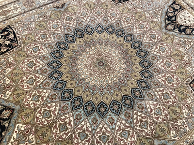 India Tabriz Dome Hand Knotted Wool & Silk 8x10