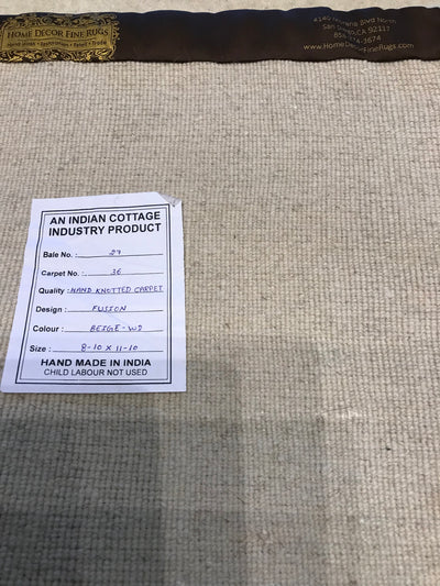 India Plain Hand Loom Wool 9x12