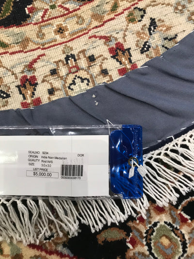 India Nain Hand Knotted Wool & Silk 3x3