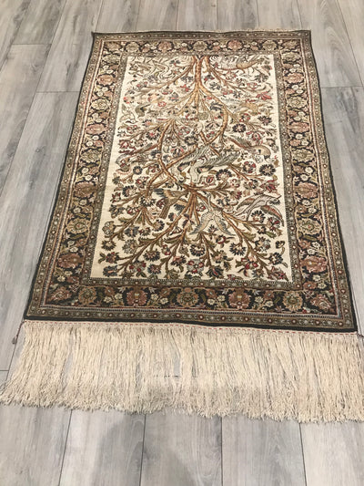 Persian Antique Qum Hand Knotted Silk 3x5