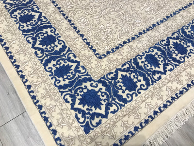 India Transitional Hand Knotted Wool & Silk 9x12