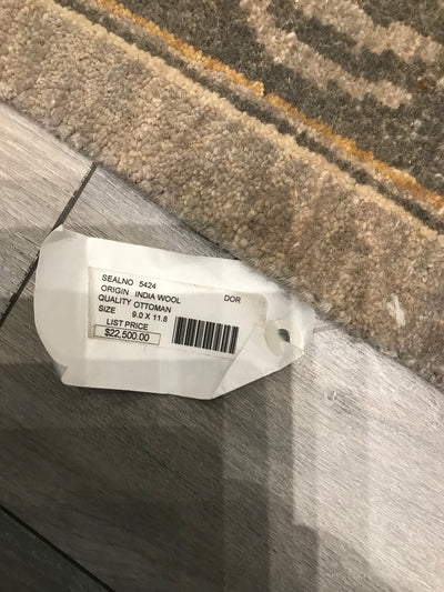 India Ottoman Hand Knotted Wool 9x12