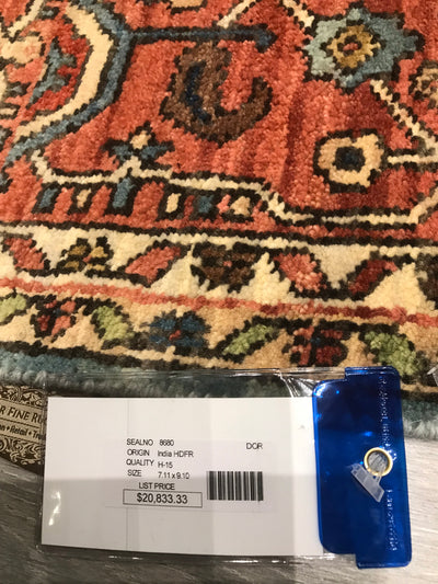 India Heriz Hand Knotted Wool 8x10