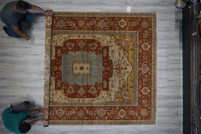 India Fine Heriz Hand Knotted Wool 9x12