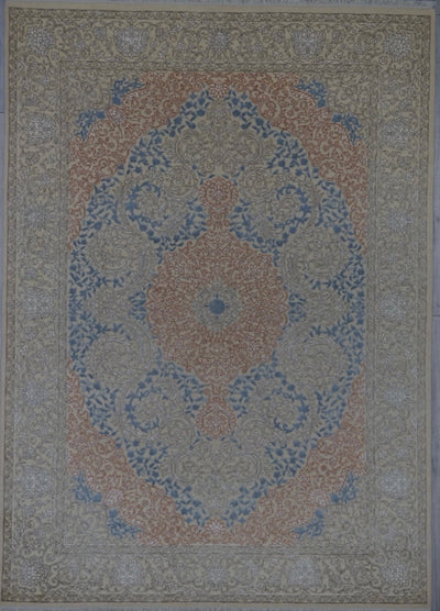 India Agra Hand Knotted Wool & Silk 6x8