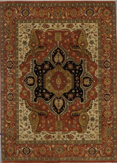 India Heriz Serapi Hand Knotted Wool 8x10