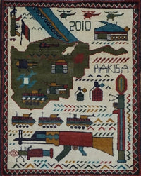 Afghanistan War Map Hand Knotted Wool 2x3