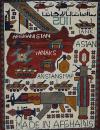 Afghanistan War Map Hand Knotted Wool 2x3