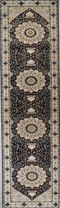 India Fine Tabriz Hand Knotted Wool & Silk 3x12